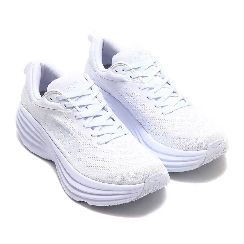 HOKA “BONDI 8” SIZE 8/WHITE